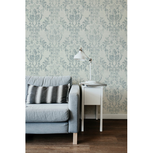 One Allium Way® Gray Damask Peel and Stick Wallpaper Wayfair